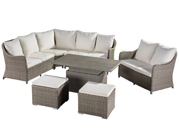 European Style Synthetical Rattan Sofa with Lift Table