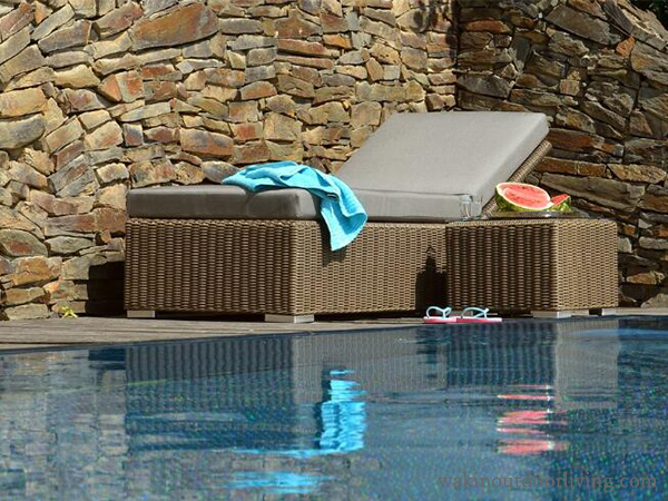 Synthetical Half-round Rattan Weave Lounge Set for Poolside